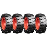 set of 4 traxter 33x12-18 (12-16.5) extreme duty non-directional solid rubber skid steer tires - 8x10.75 bolt rim