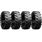 set of 4 33x12-20 (12-16.5) traxter heavy duty solid rubber skid steer tires - 8 on 10.75" bolt rim