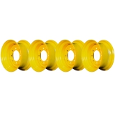 set of 4 titan skid steer wheels 16.5x9.75 - 4" offset new holland yellow