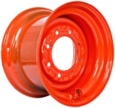 set of 4 titan wheels 16.5x8.25 - 4 3/8" offset 8x8 bolt - color orange for bobcat