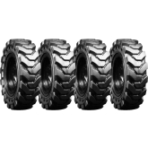 set of 4 30x9-16 (10-16.5) traxter heavy duty solid rubber skid steer tires - 8x8 bolt rim