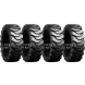 set of 4 33x12-20 (12-16.5) traxter heavy duty solid rubber skid steer tires - 8 on 8" bolt rim