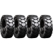 set of 4 33x12-18 (12-16.5) extreme duty traxter hard and soft surface solid rubber skid steer tires - 8x8 bolt rim