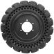 set of 4 30x10-16 (10x16.5) solid dura-flex skid steer tires with 6x6 bolt rims