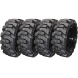 set of 4 33x12-20 (12x16.5) extreme duty vertex solid rubber skid steer tires - 8x8 bolt rim