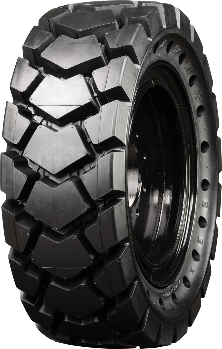 set of 4 33x12-18 (12-16.5) extreme duty traxter hard and soft surface solid rubber skid steer tires - 8x8 bolt rim