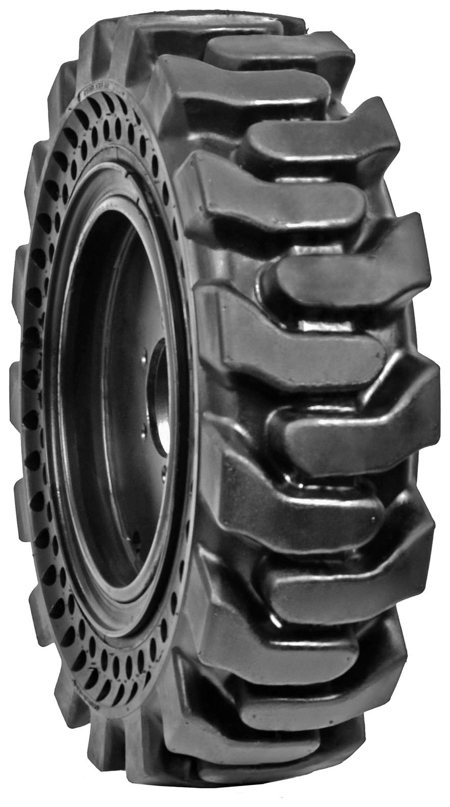 set of 4 30x10-16 (10x16.5) solid dura-flex skid steer tires with 6x6 bolt rims