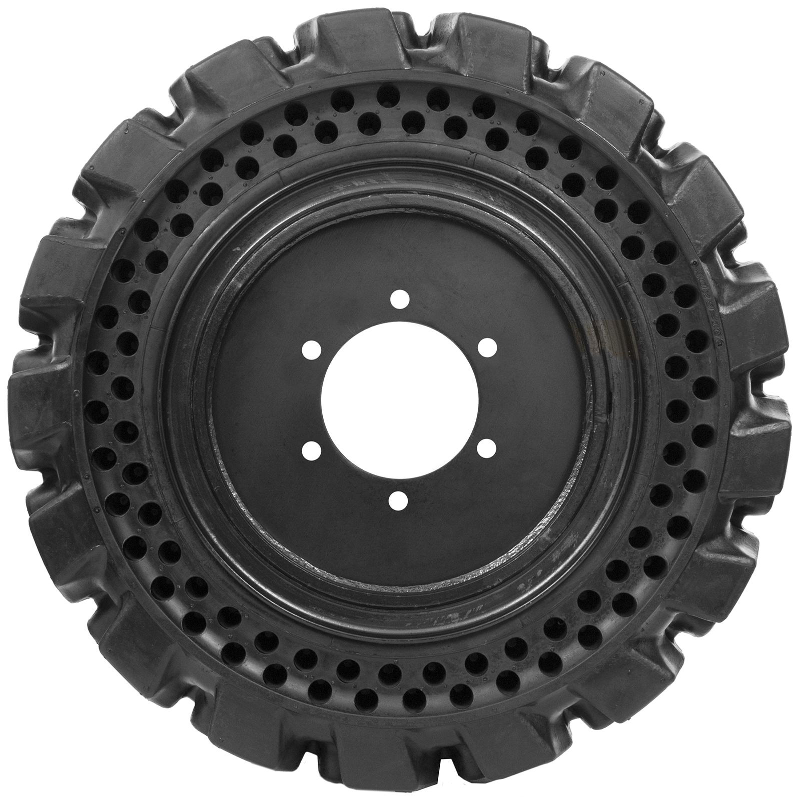 set of 4 30x10-16 (10x16.5) solid dura-flex skid steer tires with 6x6 bolt rims