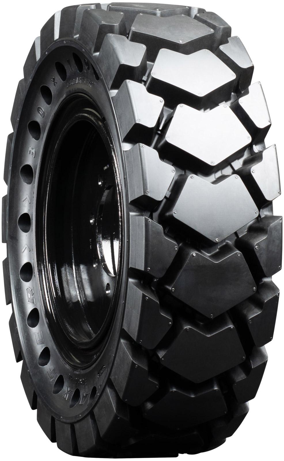 set of 4 30x10-16 (10-16.5) extreme duty traxter hard and soft surface solid rubber skid steer tires - 8x8 bolt rim