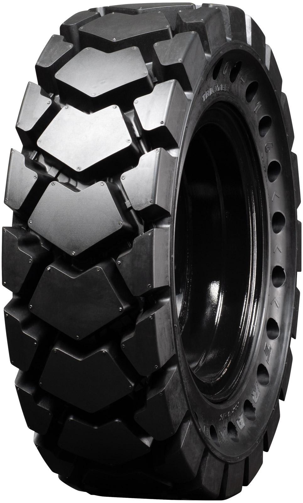 set of 4 30x10-16 (10-16.5) extreme duty traxter hard and soft surface solid rubber skid steer tires - 8x8 bolt rim