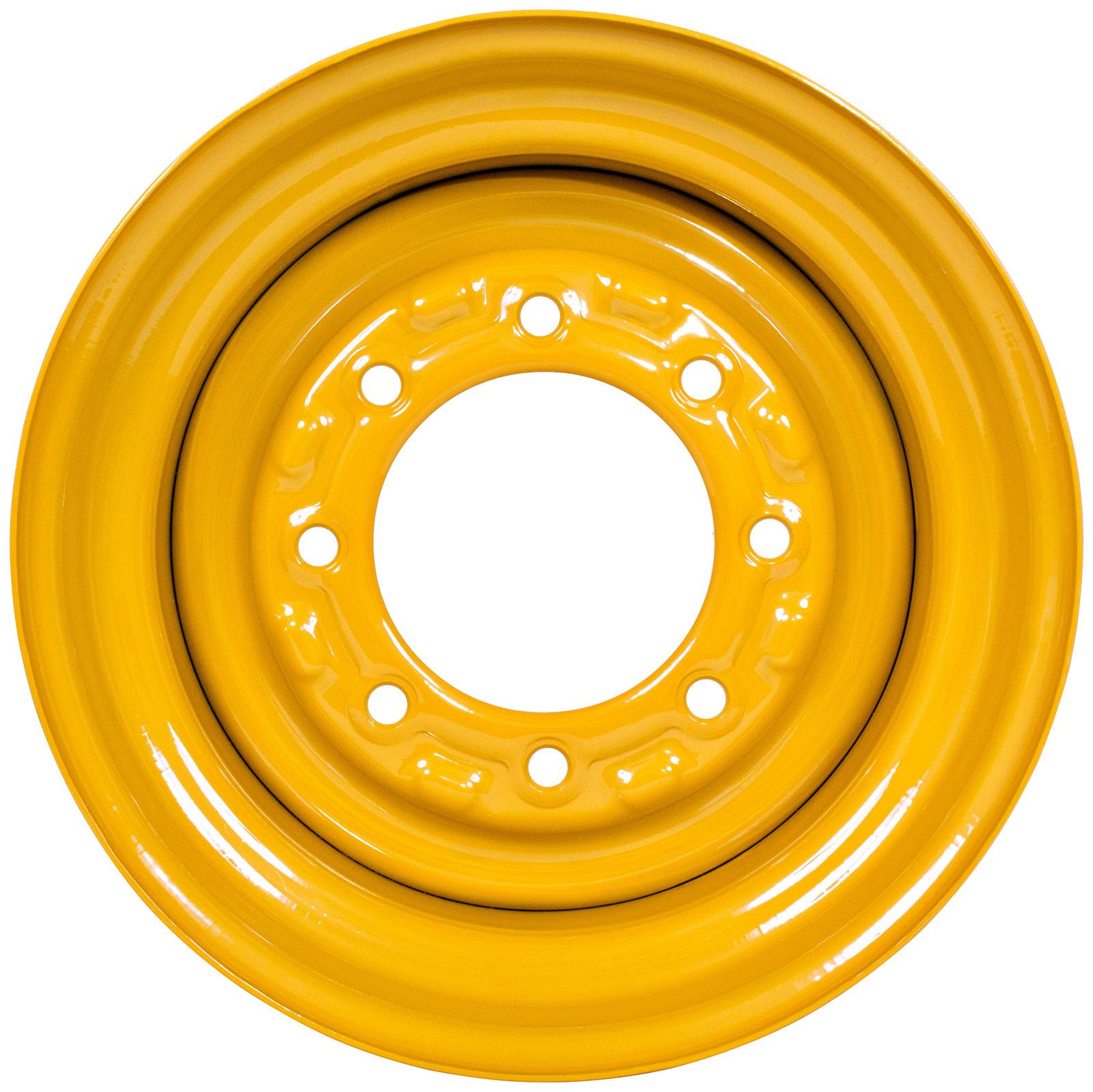 set of 4 titan wheels 16.5x9.75 - 6 3/4" offset 8x8 bolt industrial yellow