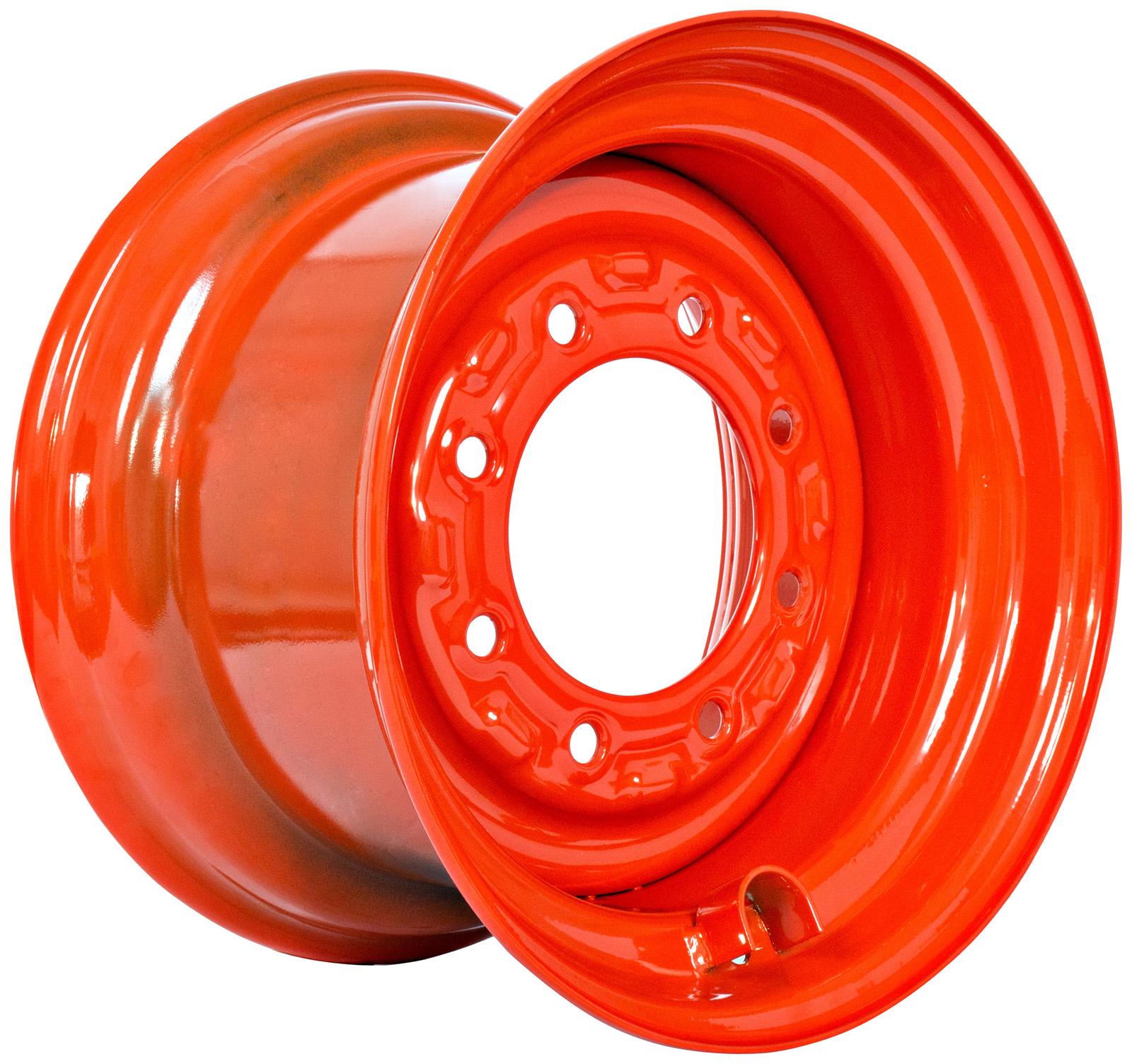 set of 4 titan wheels 16.5x9.75 - 4" offset 8x8 bolt - orange