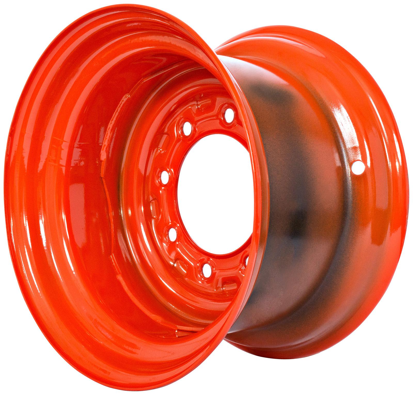 set of 4 titan wheels 16.5x9.75 - 4" offset 8x8 bolt - orange