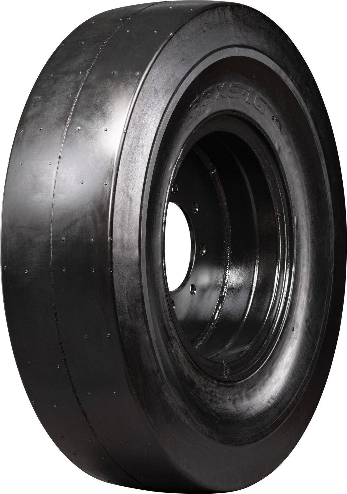 set of 4 33x9-16 (12-16.5) extreme duty traxter smooth solid rubber skid steer tires - 8x8 bolt rim