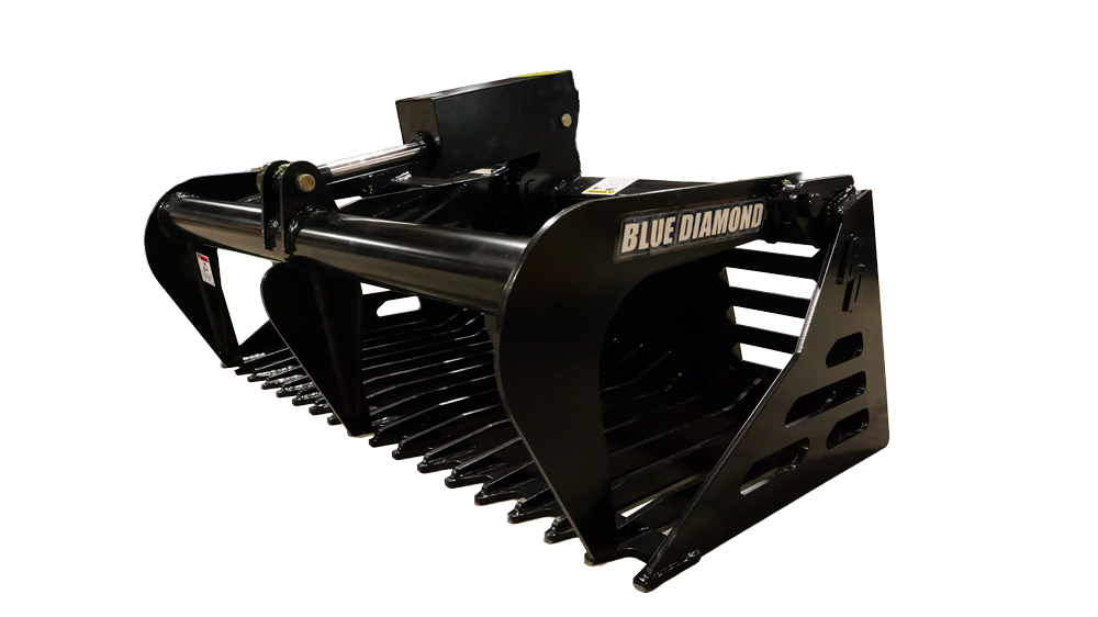 mini skid steer rock grapple bucket | blue diamond