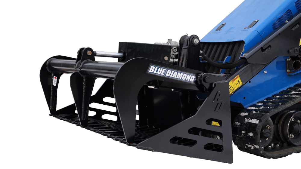 mini skid steer rock grapple bucket | blue diamond