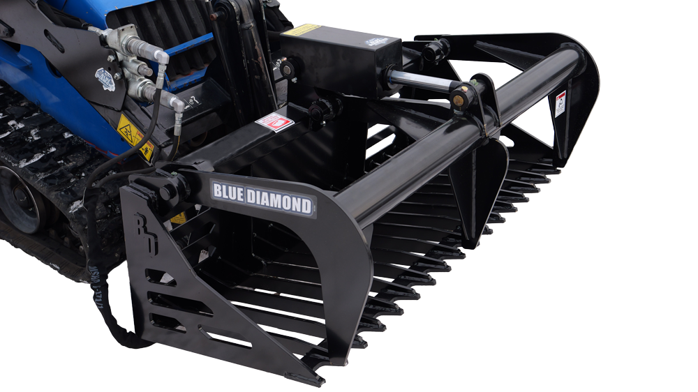 mini skid steer rock grapple bucket | blue diamond