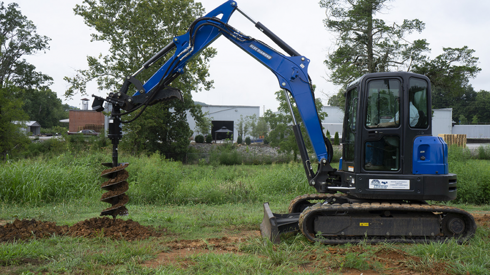 Mini Excavator Extreme Duty Auger Attachment - Blue Diamond