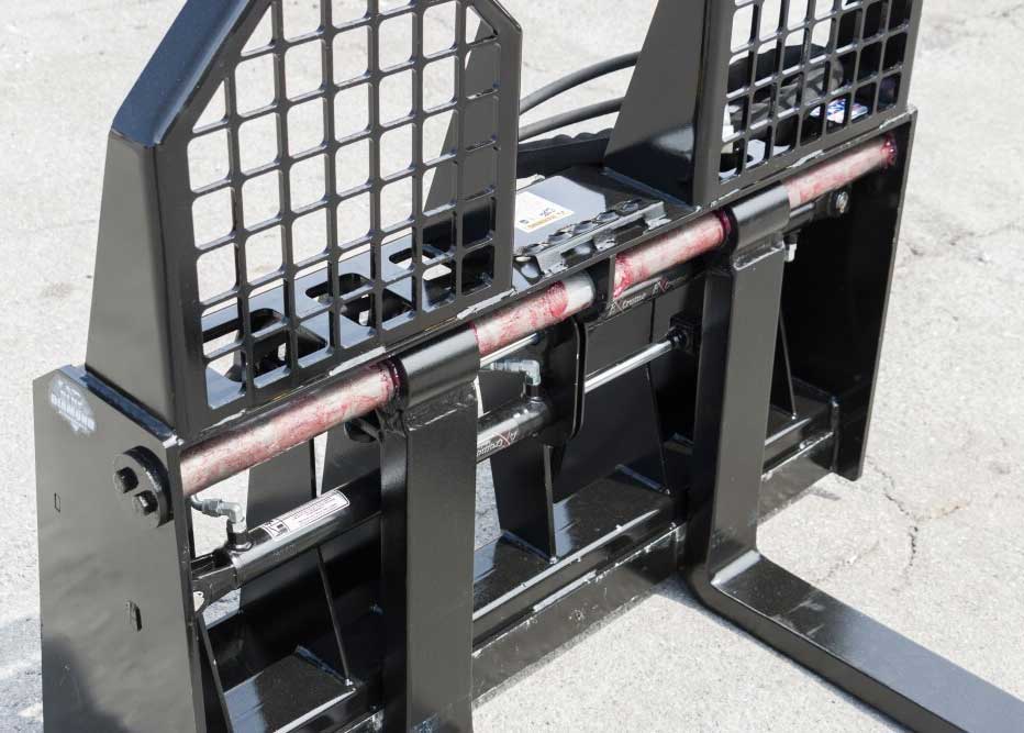 severe duty hydraulically adjusting pallet forks 48" tines | blue diamond