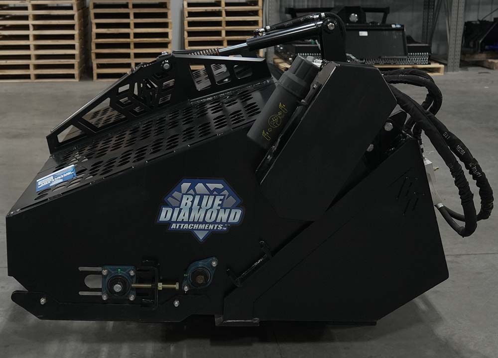 demo unit - hydraulic rock rake - blue diamond