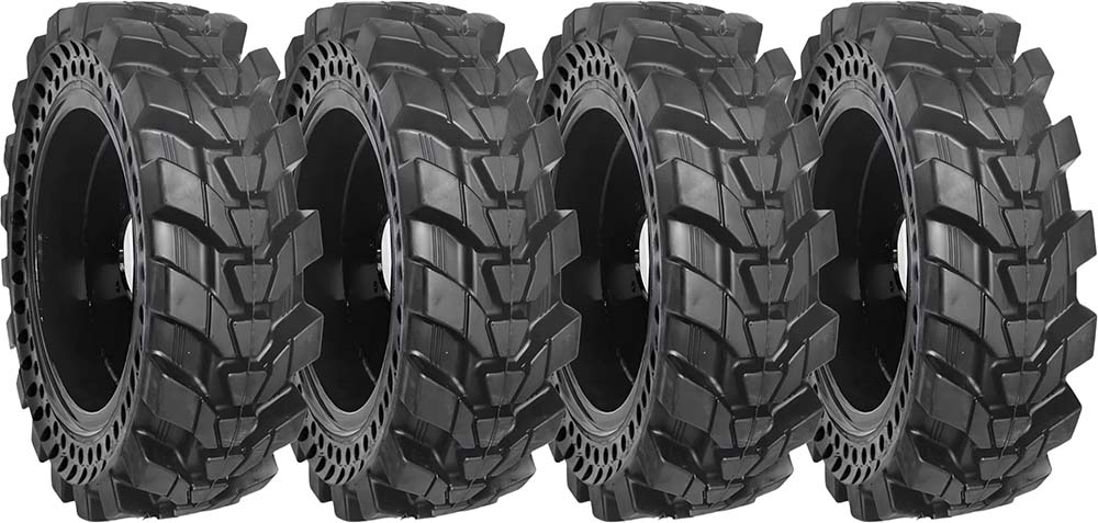 set of 4 30x10-16 (10x16.5) solid dura-flex skid steer tires with 8x8 rim