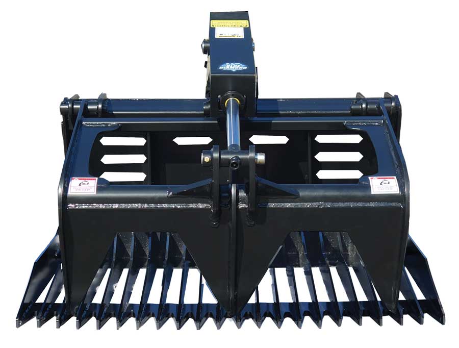 mini skid steer rock grapple bucket | blue diamond