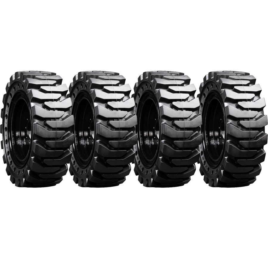 set of 4 33x12-20 (12x16.5) solid dura-flex skid steer tires with 8x8 rim