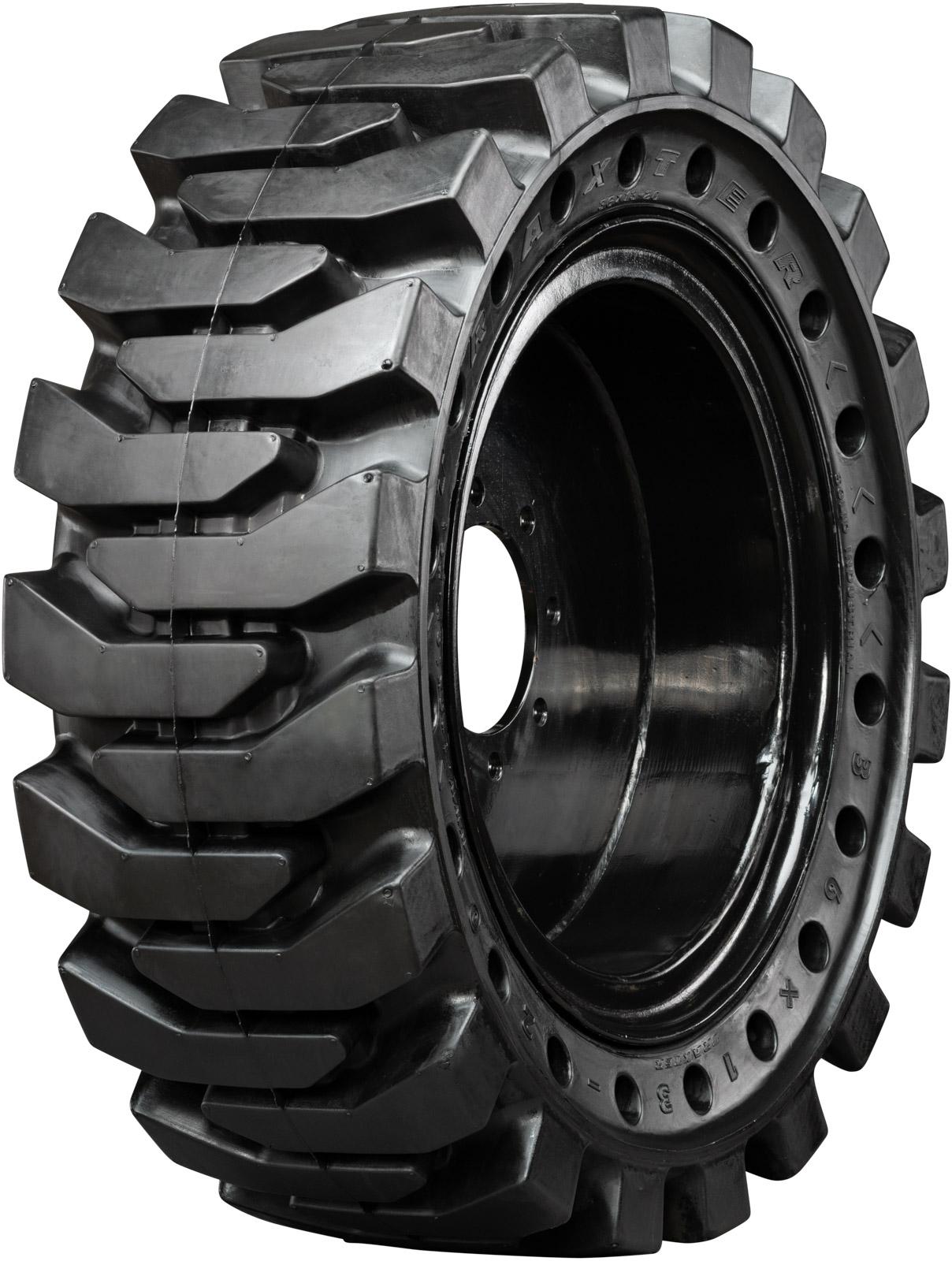 set of 4 33x12-20 (12x16.5) solid dura-flex skid steer tires with 8x8 rim