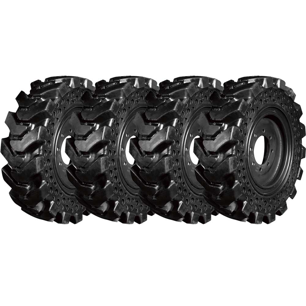 set of 4 30x10-20 (10x16.5) extreme duty vertex solid rubber skid steer tires - 8x8 bolt rim