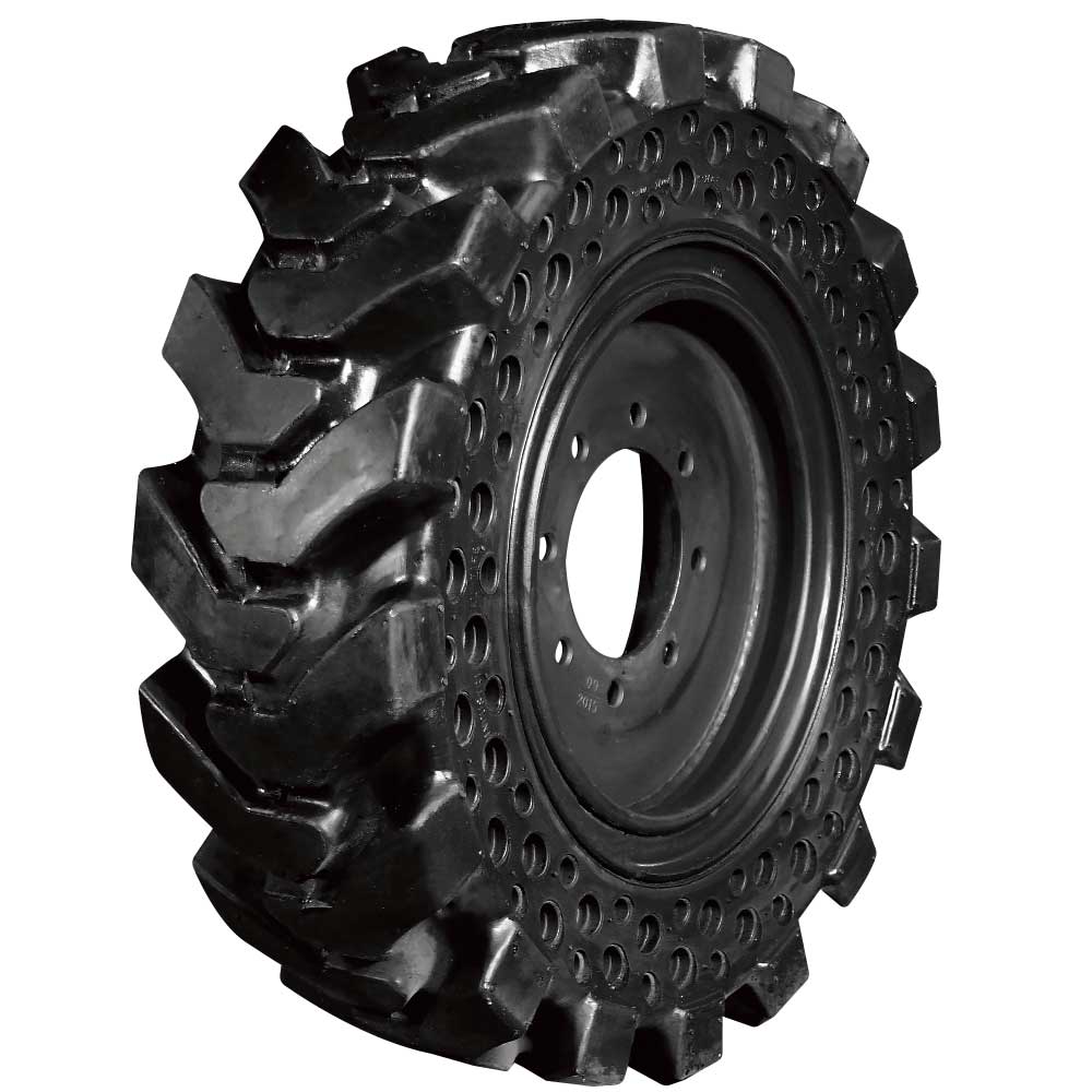 set of 4 30x10-20 (10x16.5) extreme duty vertex solid rubber skid steer tires - 8x8 bolt rim